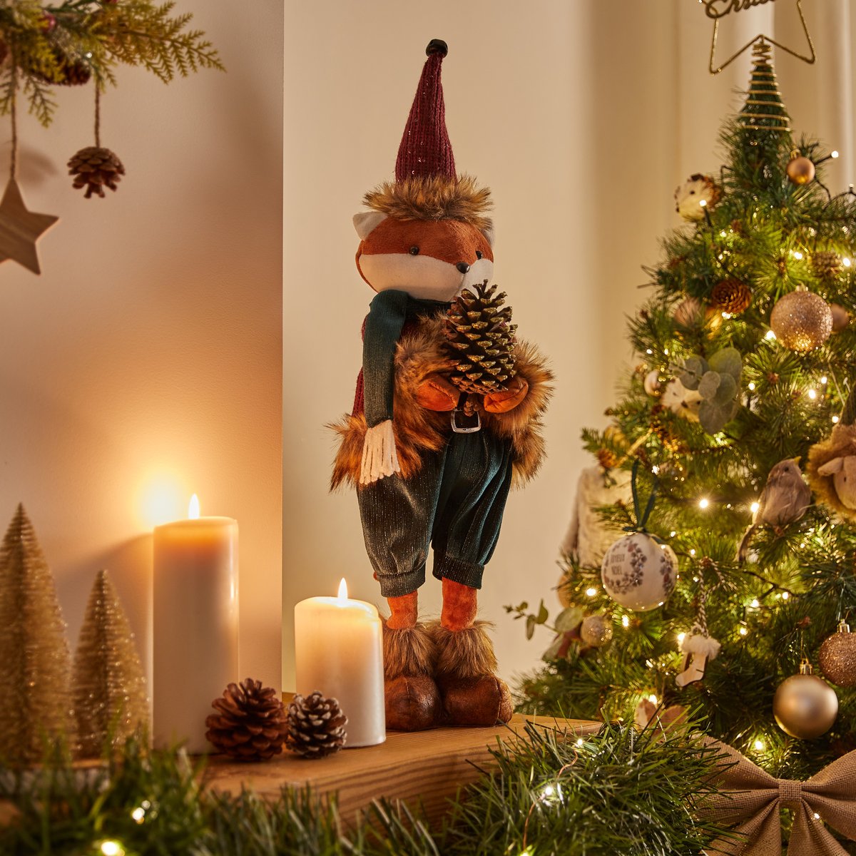 Renard de Noël Mysterious debout H. 50 cm transparent, FEERIC LIGHTS & CHRISTMAS