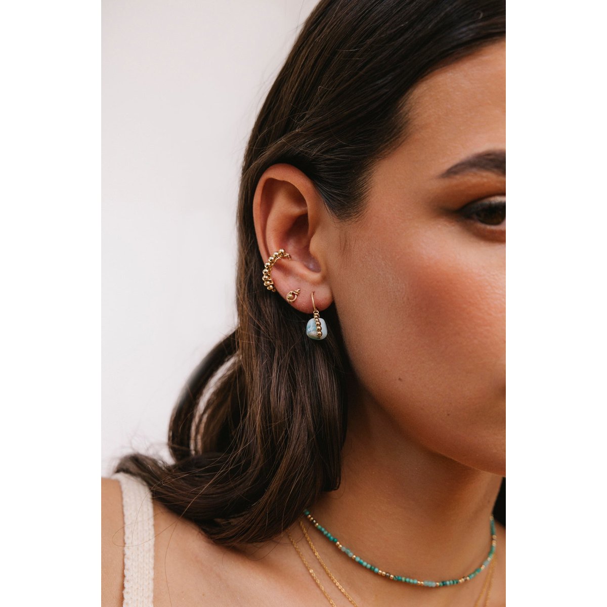 Faux piercing Perlé argent / tanzanite, YAY PARIS