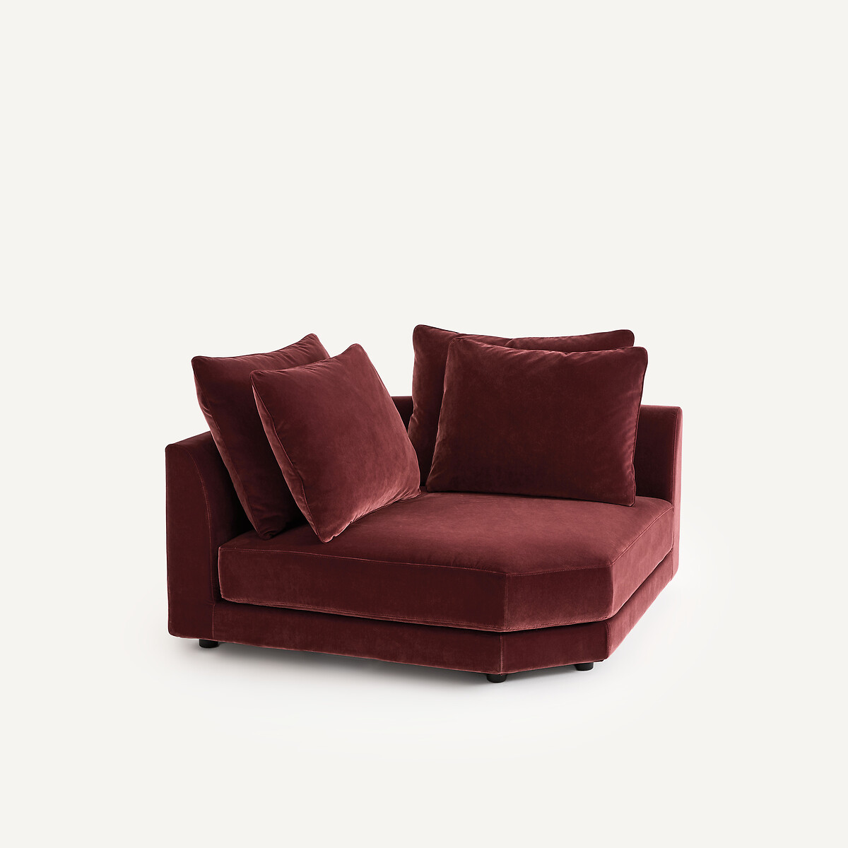 Canapé d'angle modulable en velours, TIBERIO grenat, AM.PM