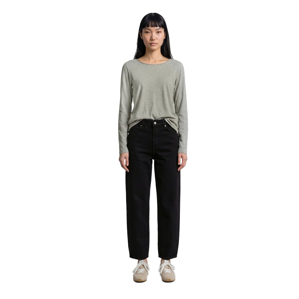 T-shirt long régulier en coton biologique gris, MARC O’POLO DENIM