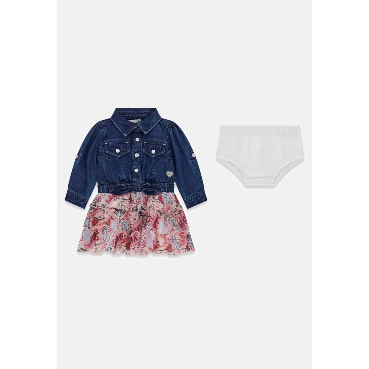Ensemble Denim Dress Et Culottes bleu, GUESS KIDS