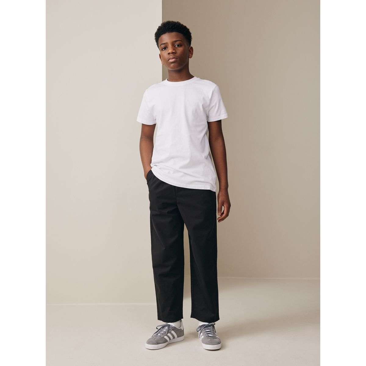 Pantalon tissé à enfiler noir, NEXT