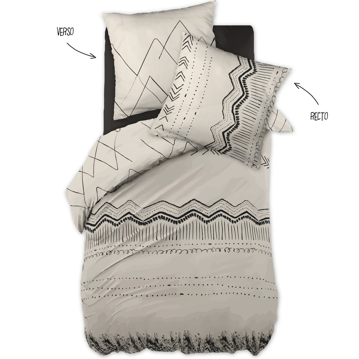 Parure Housse couette Ethnic Berberes ecru, EDEN