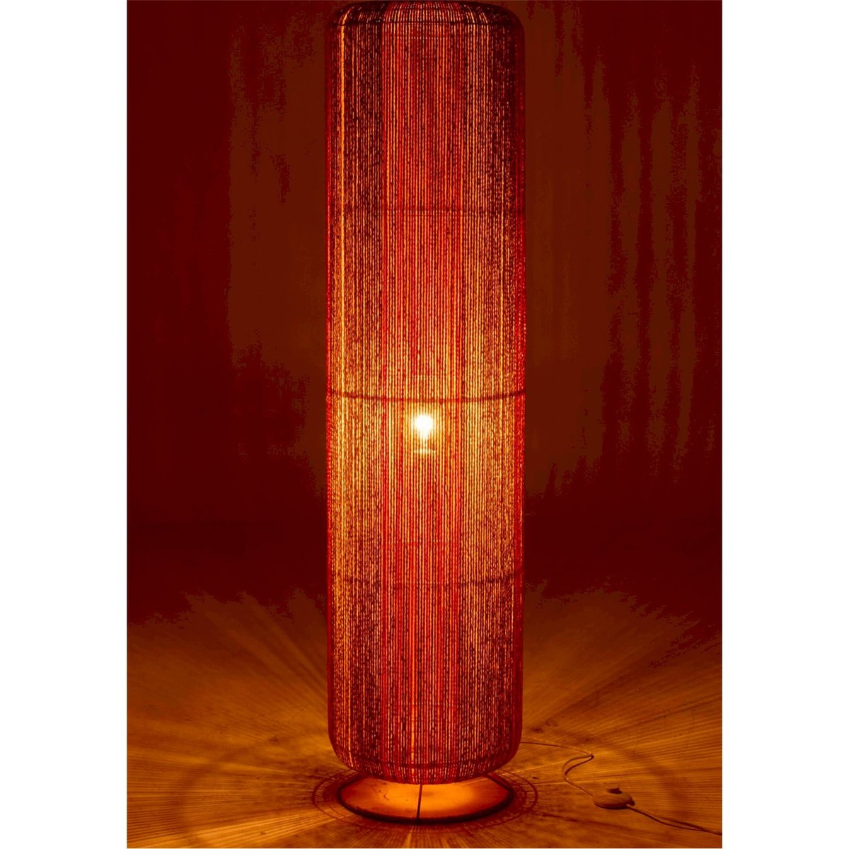 Lampadaire cylindre en corde et métal orange et naturel, RECOLLECTION
