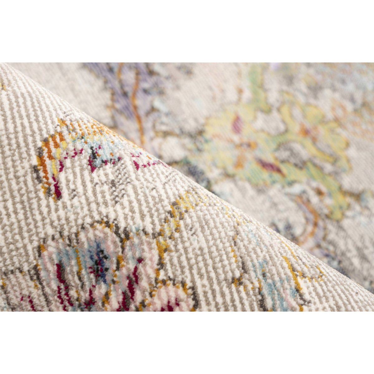 Tapis rectangulaire à poil court beige clair multicolore style oriental patiné, ARTE ESPINA