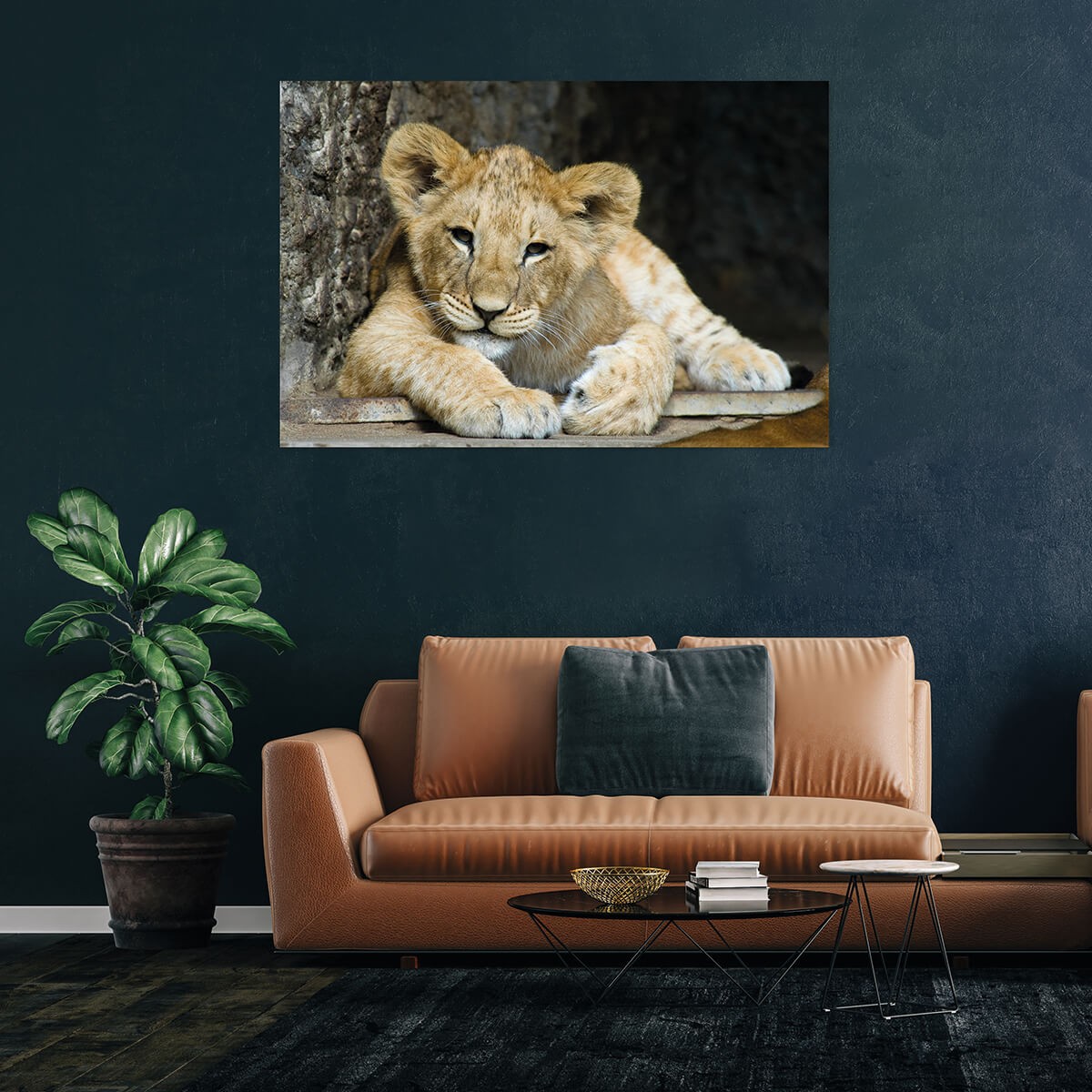 Tableau Mural Lion Cub ANIMAUX tableau en verre synthétique, CEANOTHE