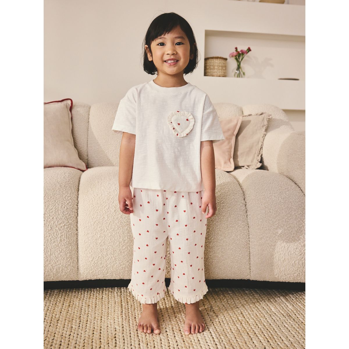 Pyjama large imprimé cœur blanc, NEXT