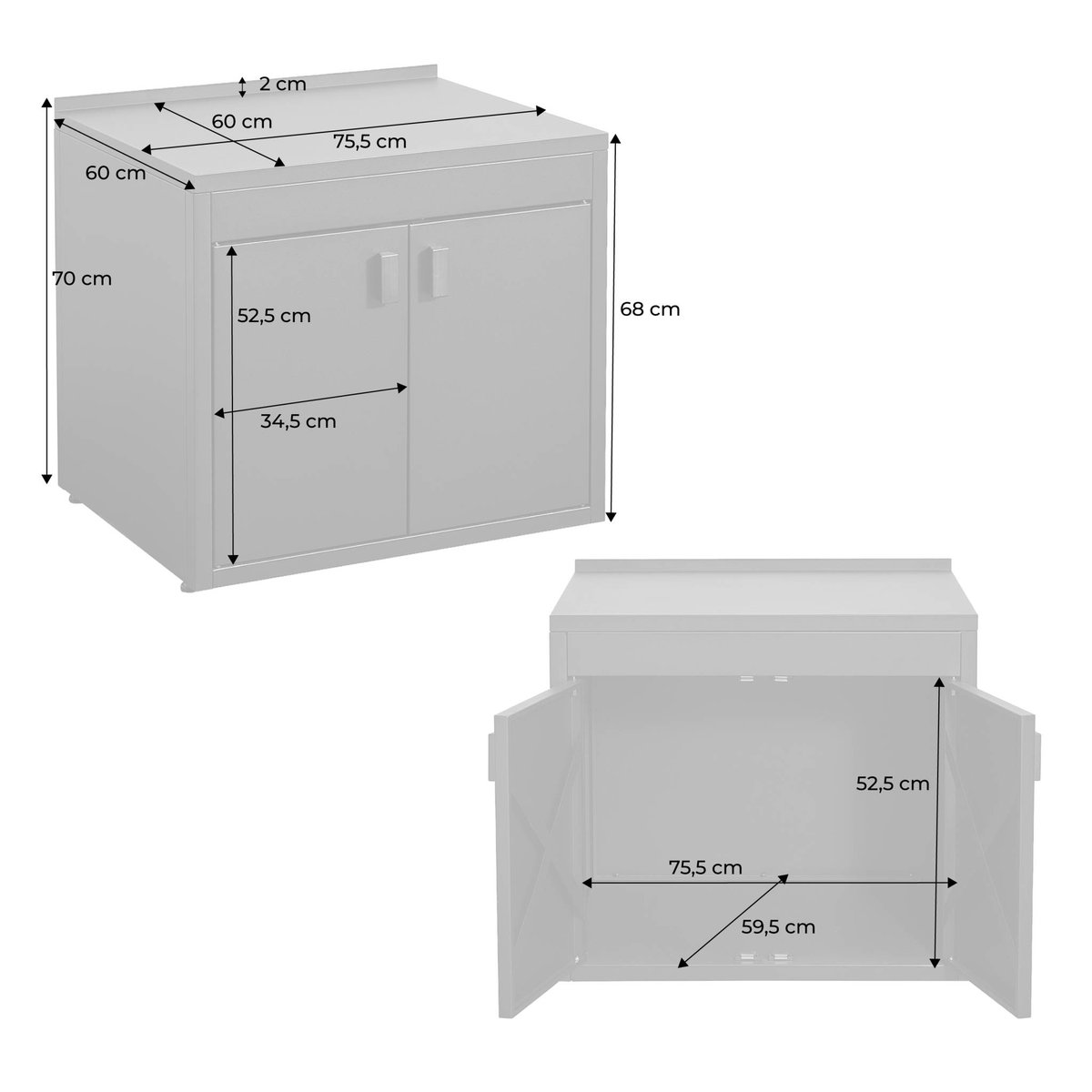 Module de cuisine extérieure acier 2 portes L75,5cm THIRA noir, SWEEEK
