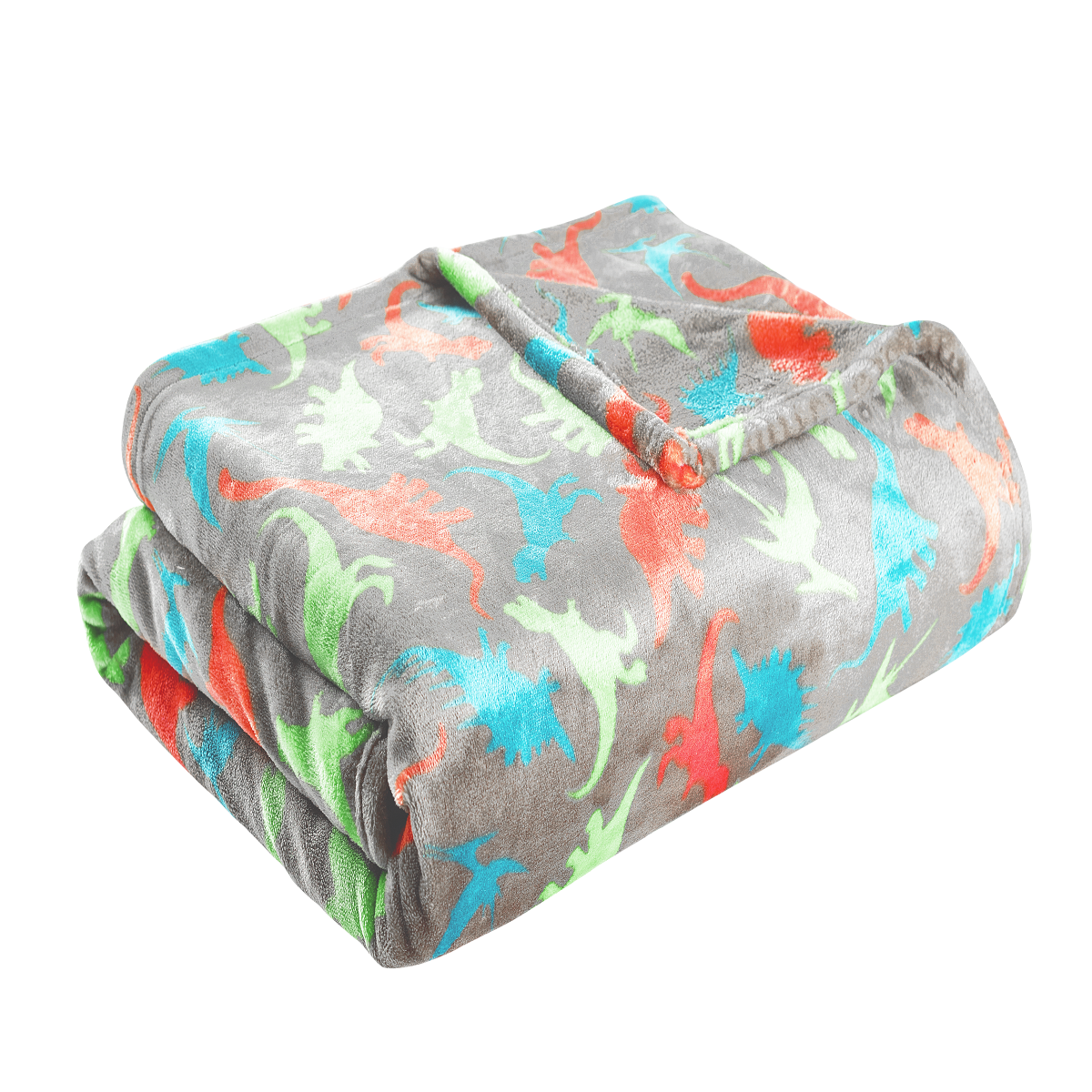 Plaid enfant dinosaure 130x150cm DINO gris, FUTURE HOME