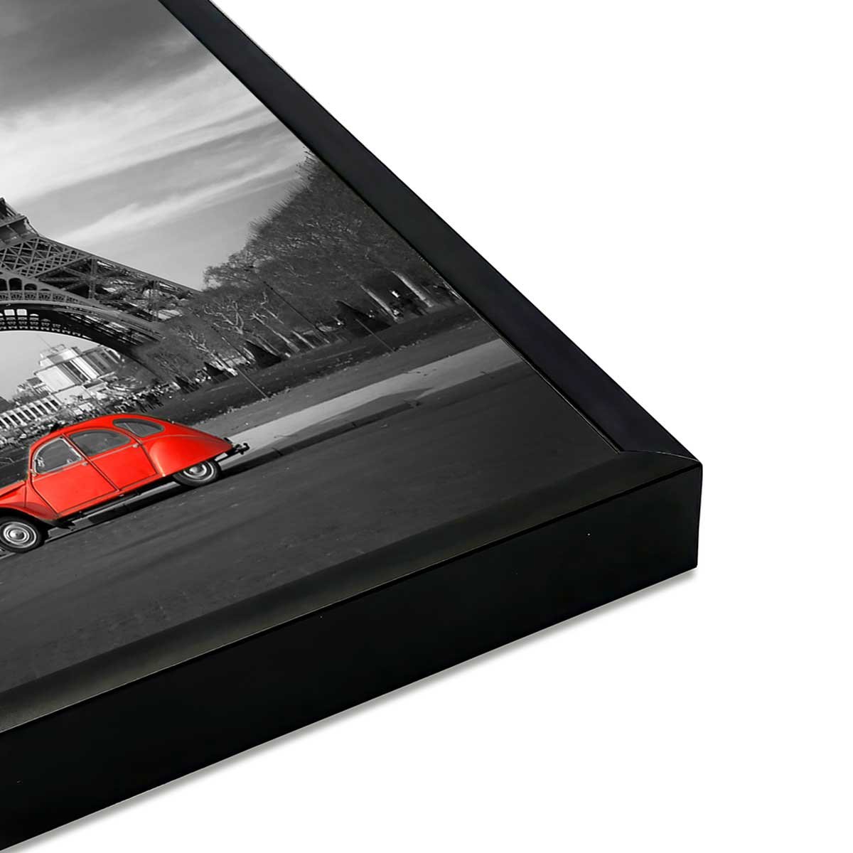 Affiche encadrée Tour Eiffel noir et blanc avec touche de couleur affiche + cadre en métal - noir, HEXOA