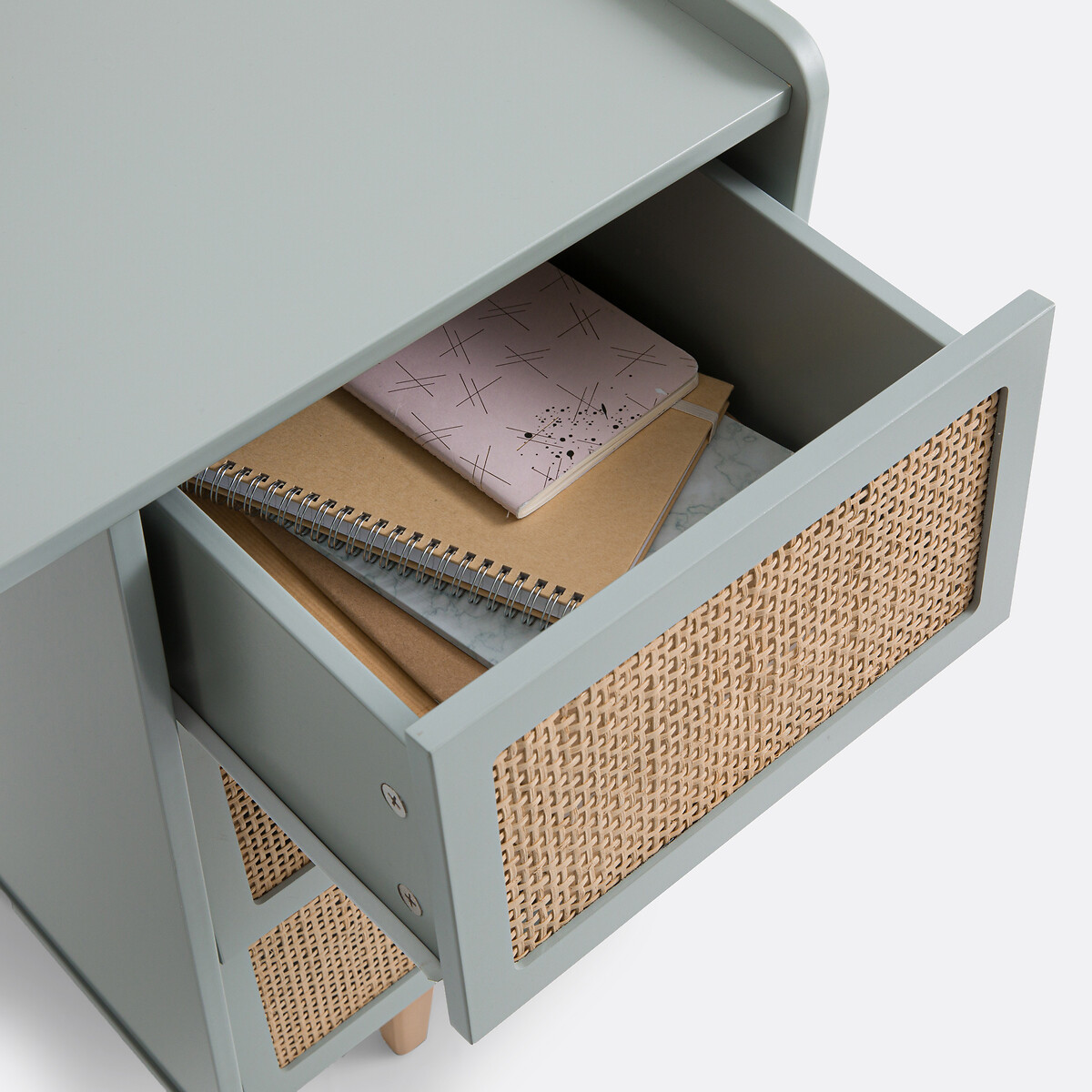 Kaya 6-Drawer Desk with 2 Cabinets light khaki green, LA REDOUTE INTERIEURS