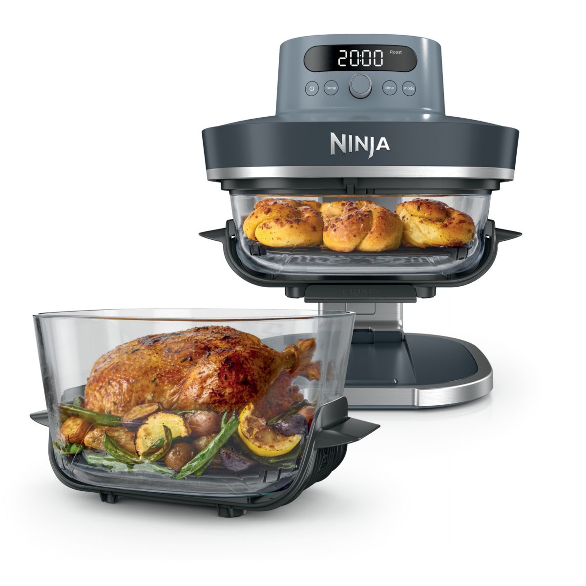 Friteuse sans huile CRISPi PRO 7-en1, 2 récipients en verre de 5.7 et 2.3L, AS101EUCY Bleu Cyber Space couleur unique, NINJA