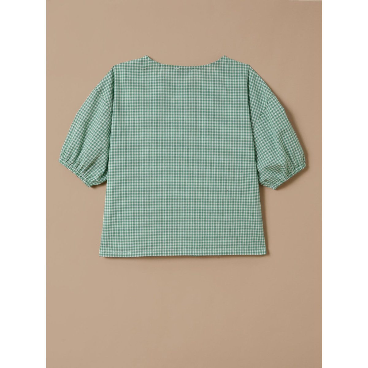 Blouse imprimée vichy mini carreaux vert, CYRILLUS