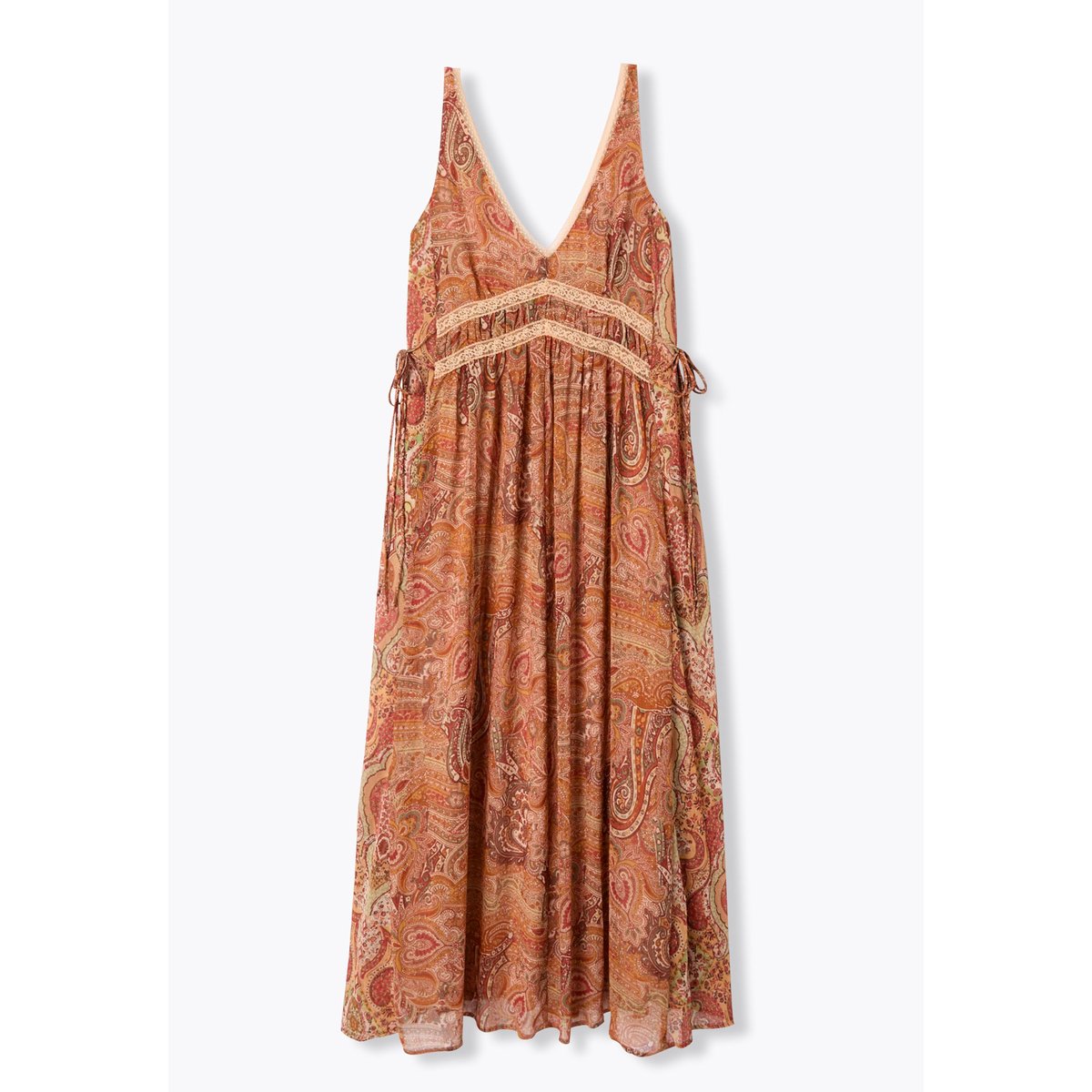 Robe longue imprimée imprimé ocre, PROMOD