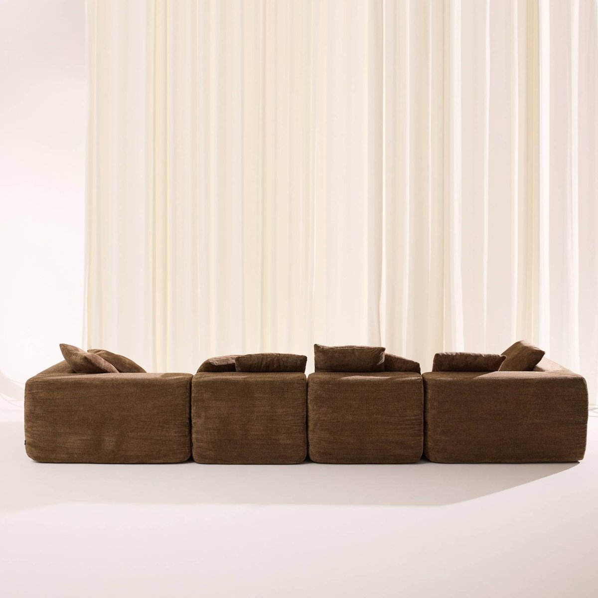 Canapé compressé modulable tissu chenille 5 places MOVI marron, SWEEEK