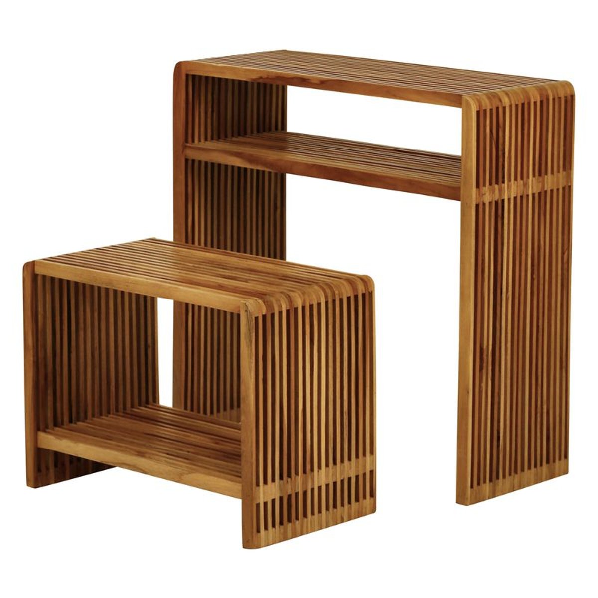 Consoles gigognes teck recyclé 74cm - Set de 2 naturel, ZAGO