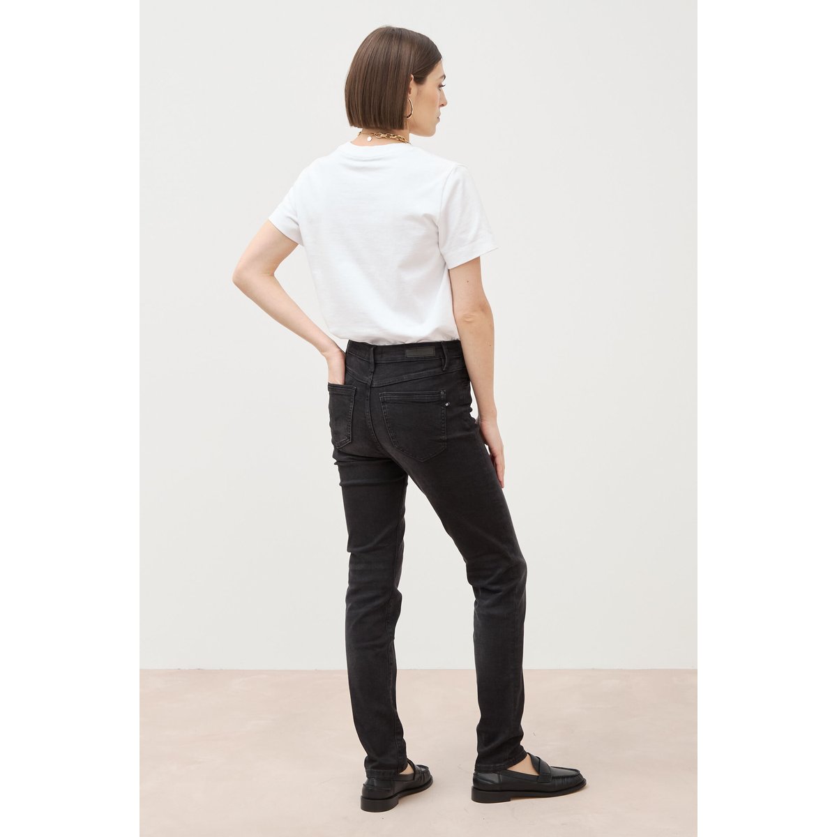 Jeans slim taille haute denim noir, BONOBO