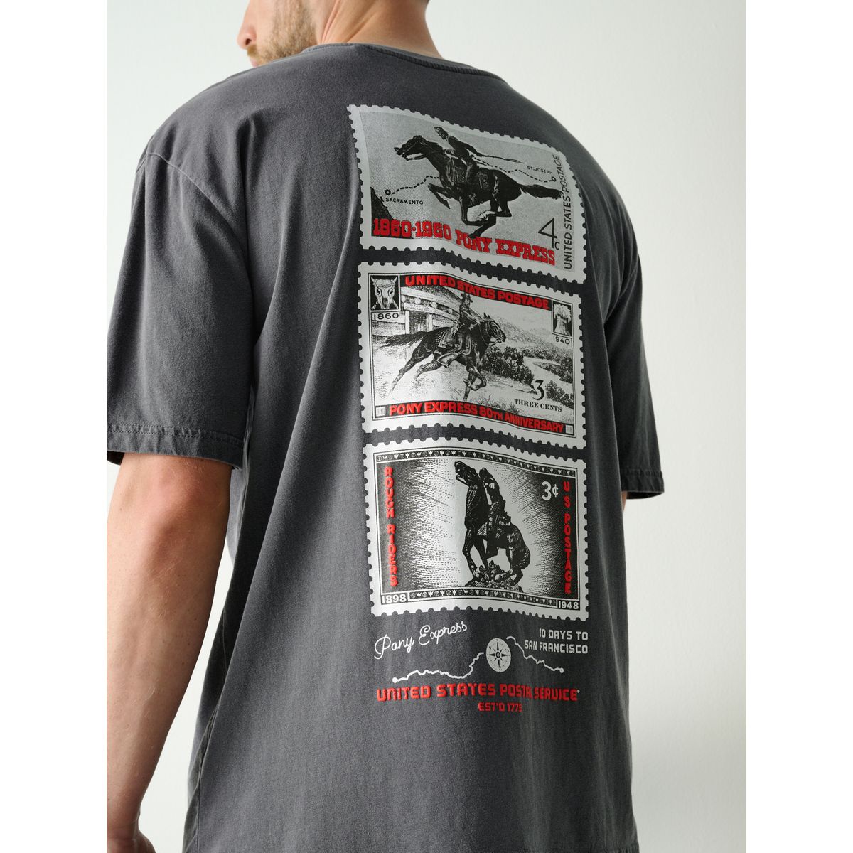 T-shirt motif us postal service sous licence timbres gris, NEXT