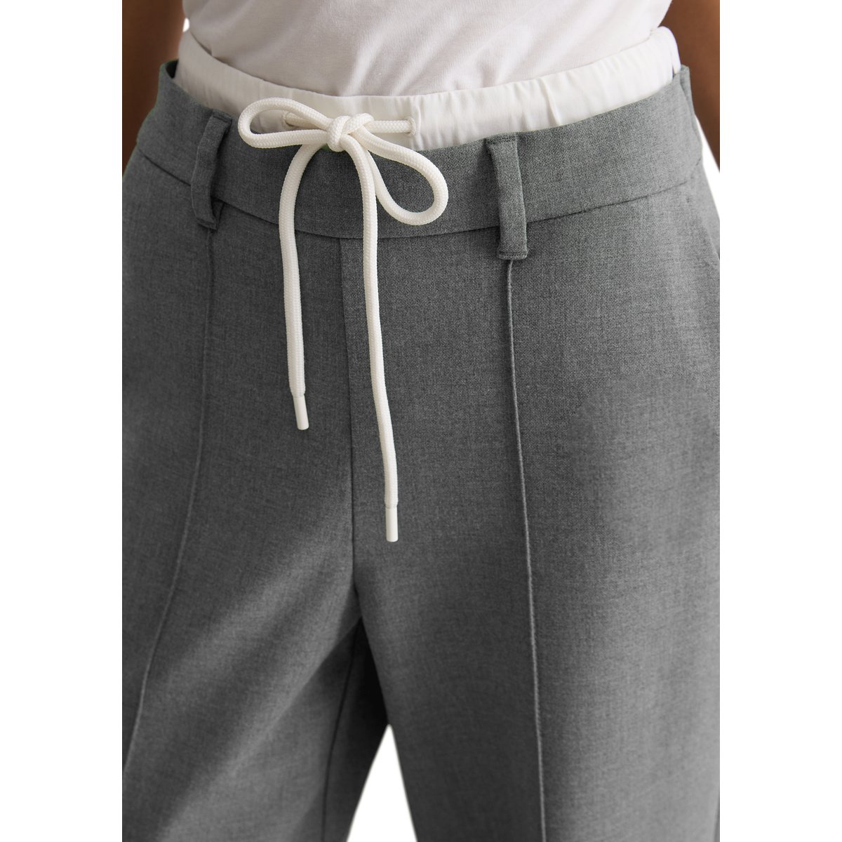 Pantalon deux-en-un loose en doux mélange de viscose et de coton gris, MARC O’POLO DENIM