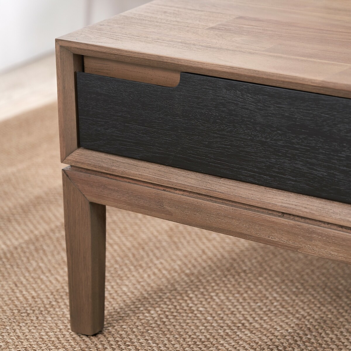Giano Acacia Wood Storage Coffee Table black/natural, ÉDITÉ
