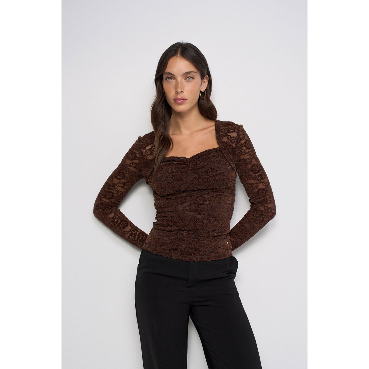 TOP EN DENTELLE marron, SALSA JEANS