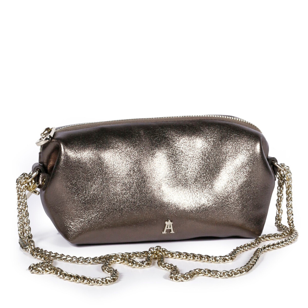 Nuage Clutch Bag in Metallic Leather silver-coloured, CRAIE STUDIO