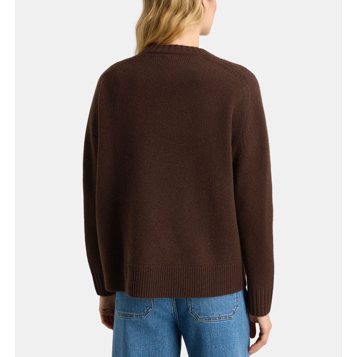 Pull droit turbigo laine marron chocolat, GALERIES LAFAYETTE