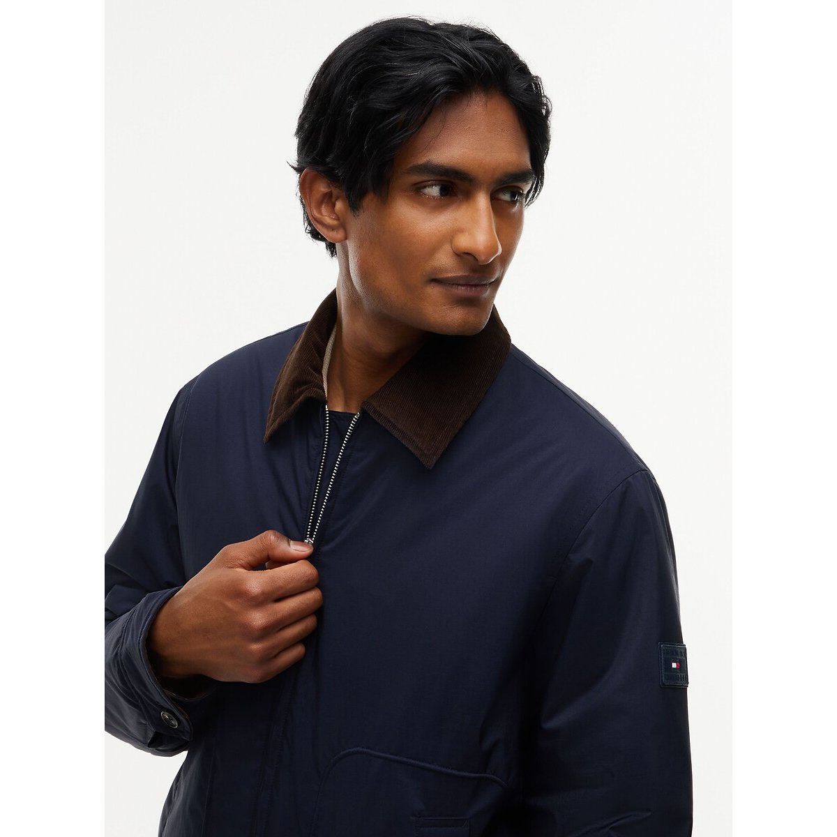 Giacca, collo a camicia a contrasto blu marino, TOMMY HILFIGER