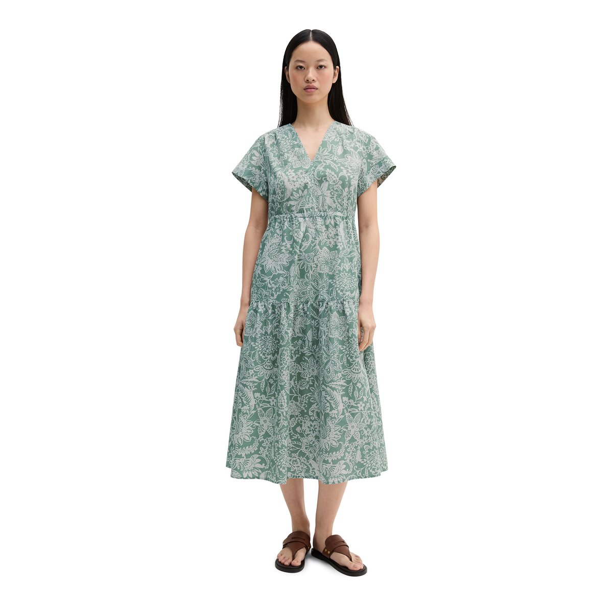Robe d'été loose en popeline légère imprimée hellgrün, MARC O'POLO