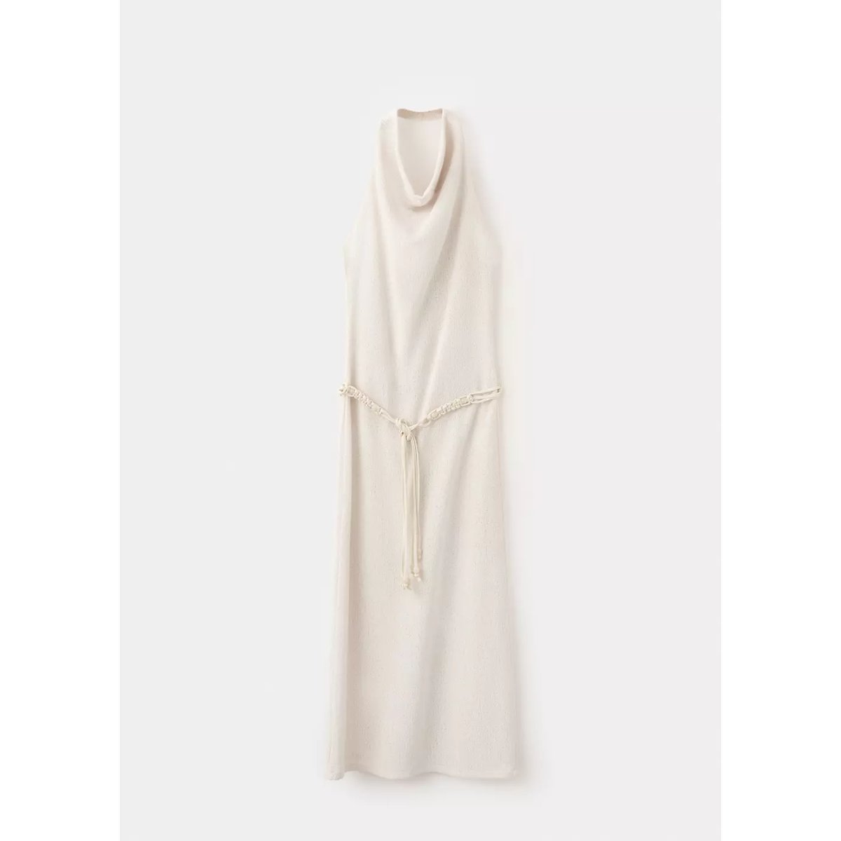 Robe en maille halter et ceinture écru, MANGO
