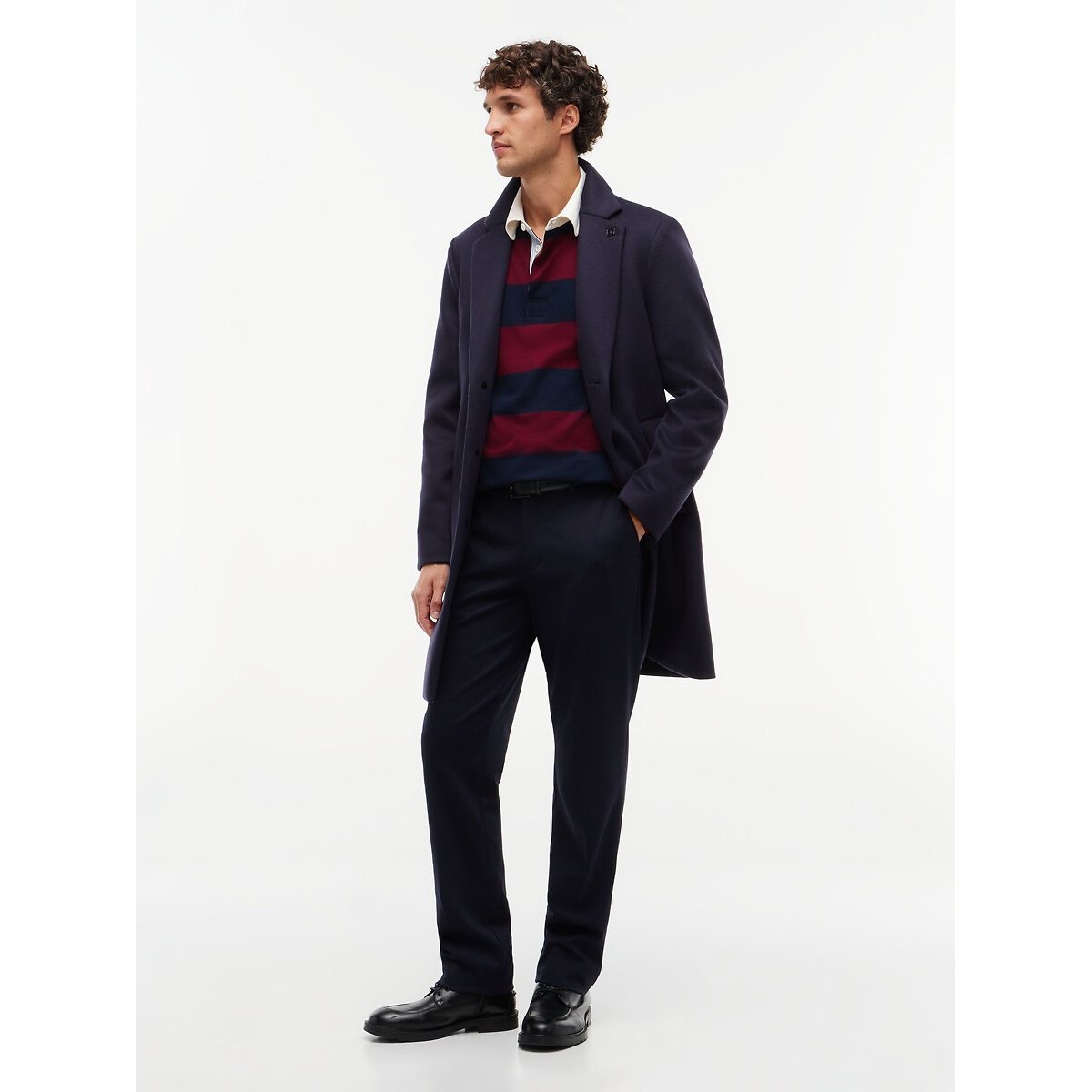 Sweat col polo, Elevated Essential bordeaux/marine, TOMMY HILFIGER