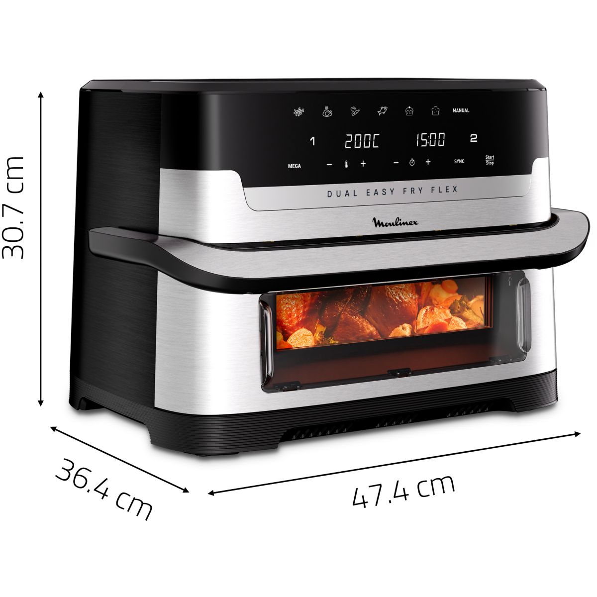 Friteuse sans huile Easy Fry Dual Flex EZ922DF0 acier, MOULINEX