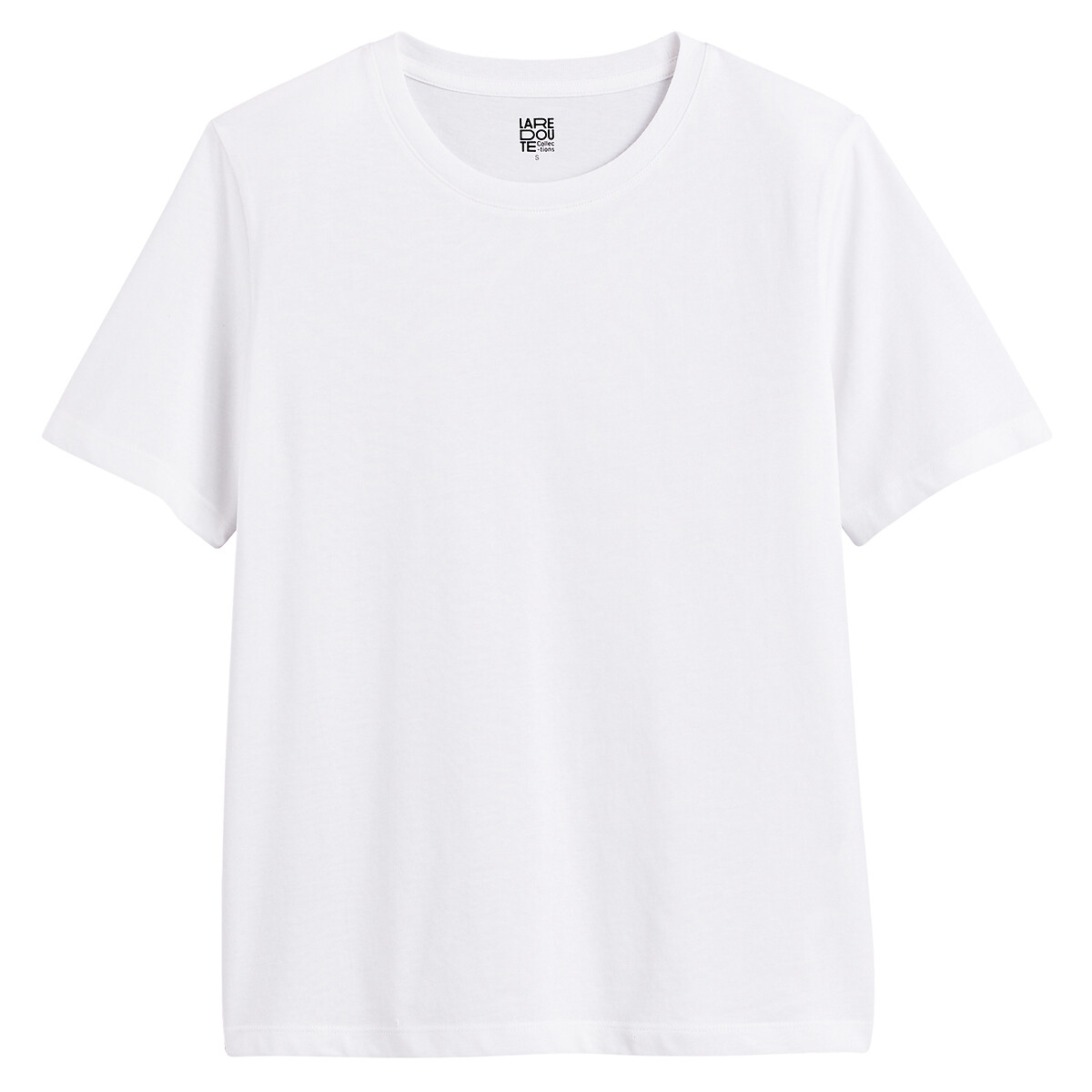 T-shirt col rond, manches courtes blanc, LA REDOUTE COLLECTIONS