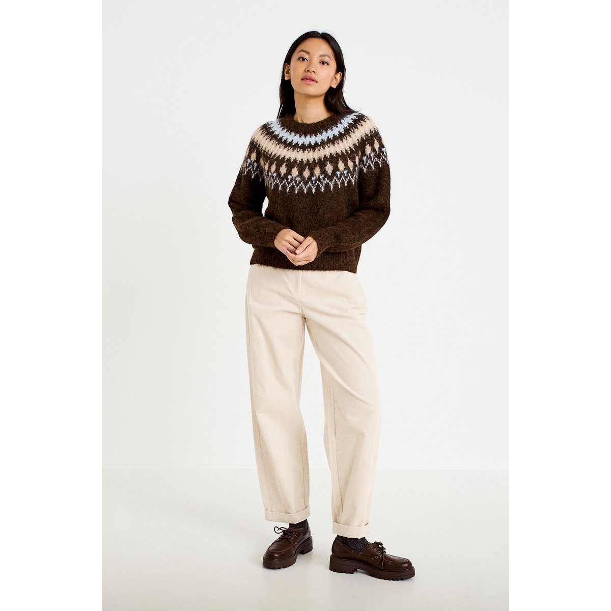 Pantalon barrel ceinture amovible ecru, CACHE CACHE