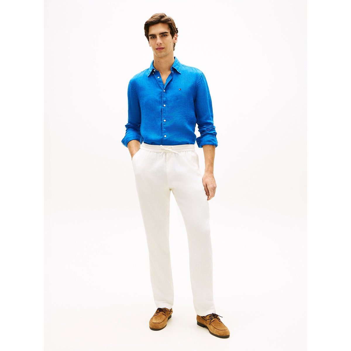 Camicia in lino blu, TOMMY HILFIGER