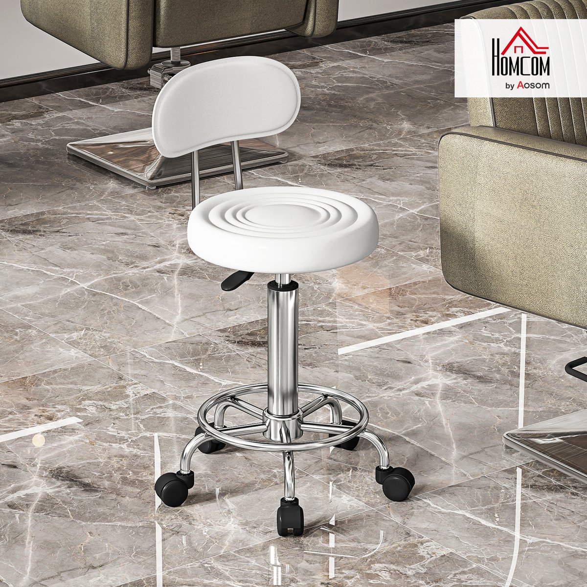Tabouret de salon Acier Blanc blanc, HOMCOM