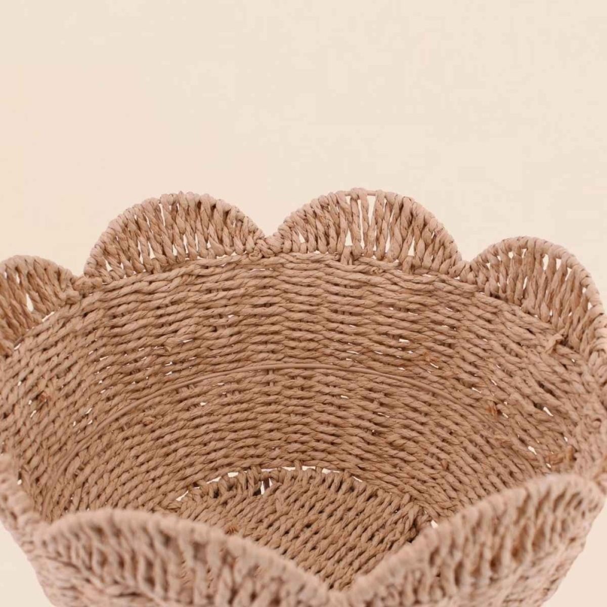 Set de 2 corbeilles en forme de fleur en corde de papier naturel, ORNAMI