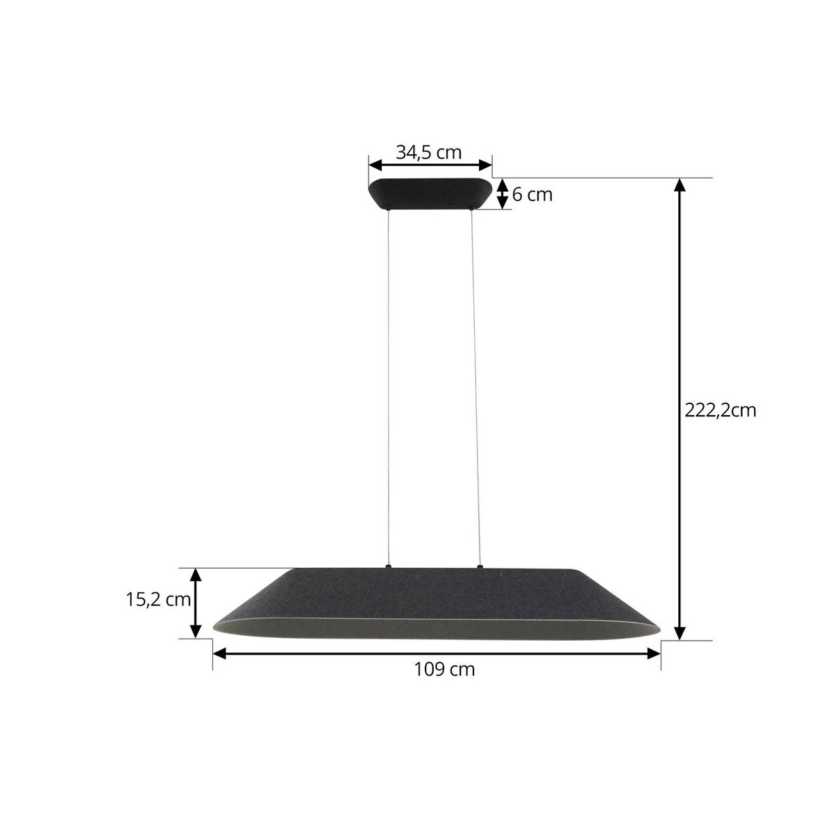 Suspension en textile moderneLED, Naelle noir, gris, LUCANDE