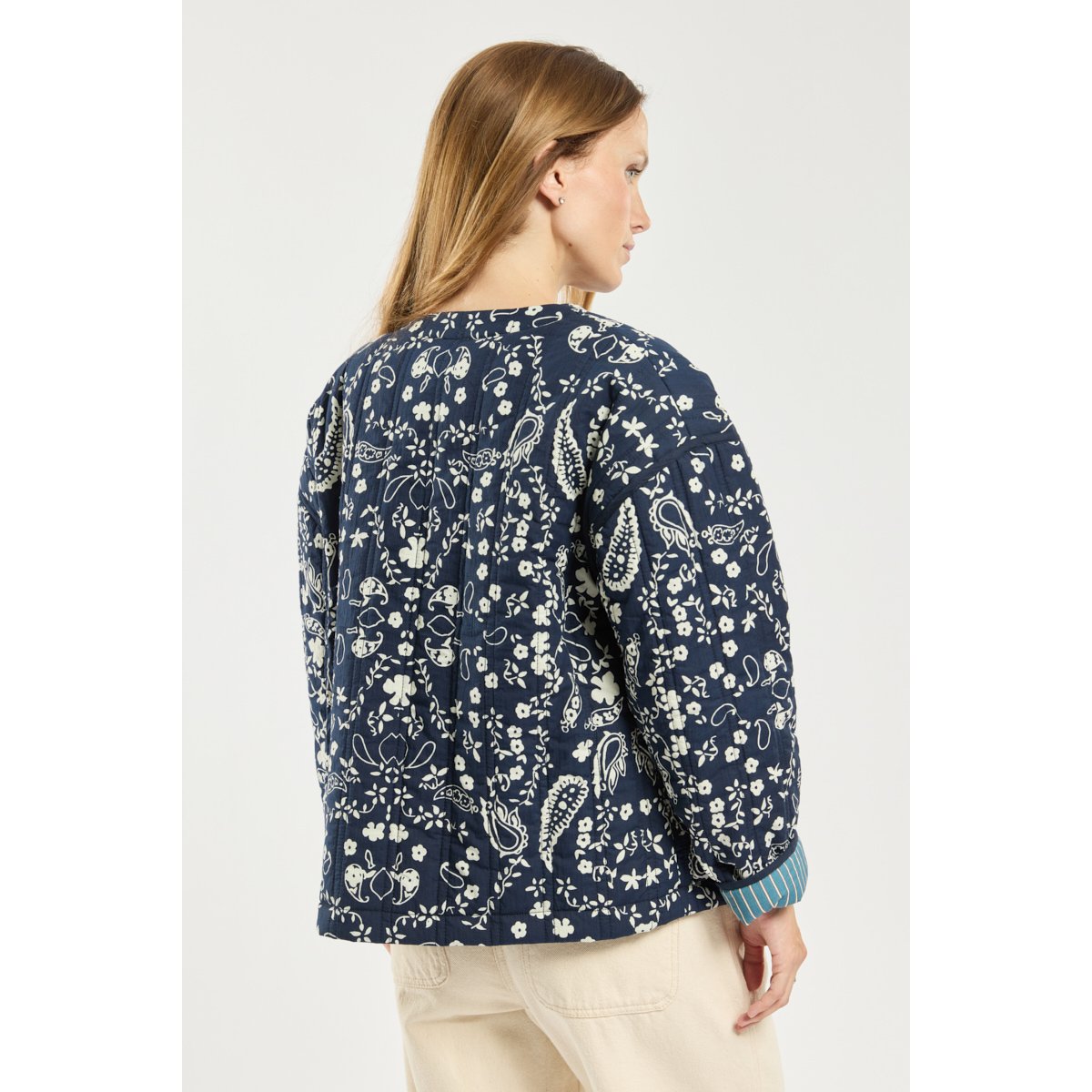 Veste matelassée réversible - coton imprimé fleurs bandana sea, TERRE & MER