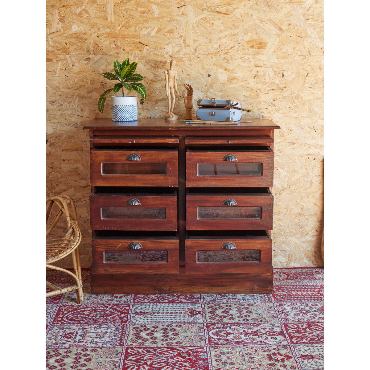 Commode en bois Garance N°634 - Bon état bois foncé, DEBONGOUT
