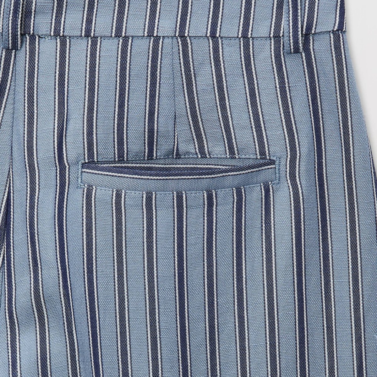 Pantalon large rayé contenant du lin tornade, MONOPRIX