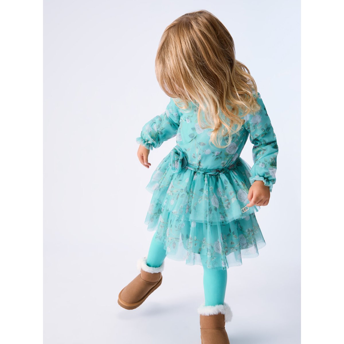 Robe courte en tulle imprimé vert, LIU JO
