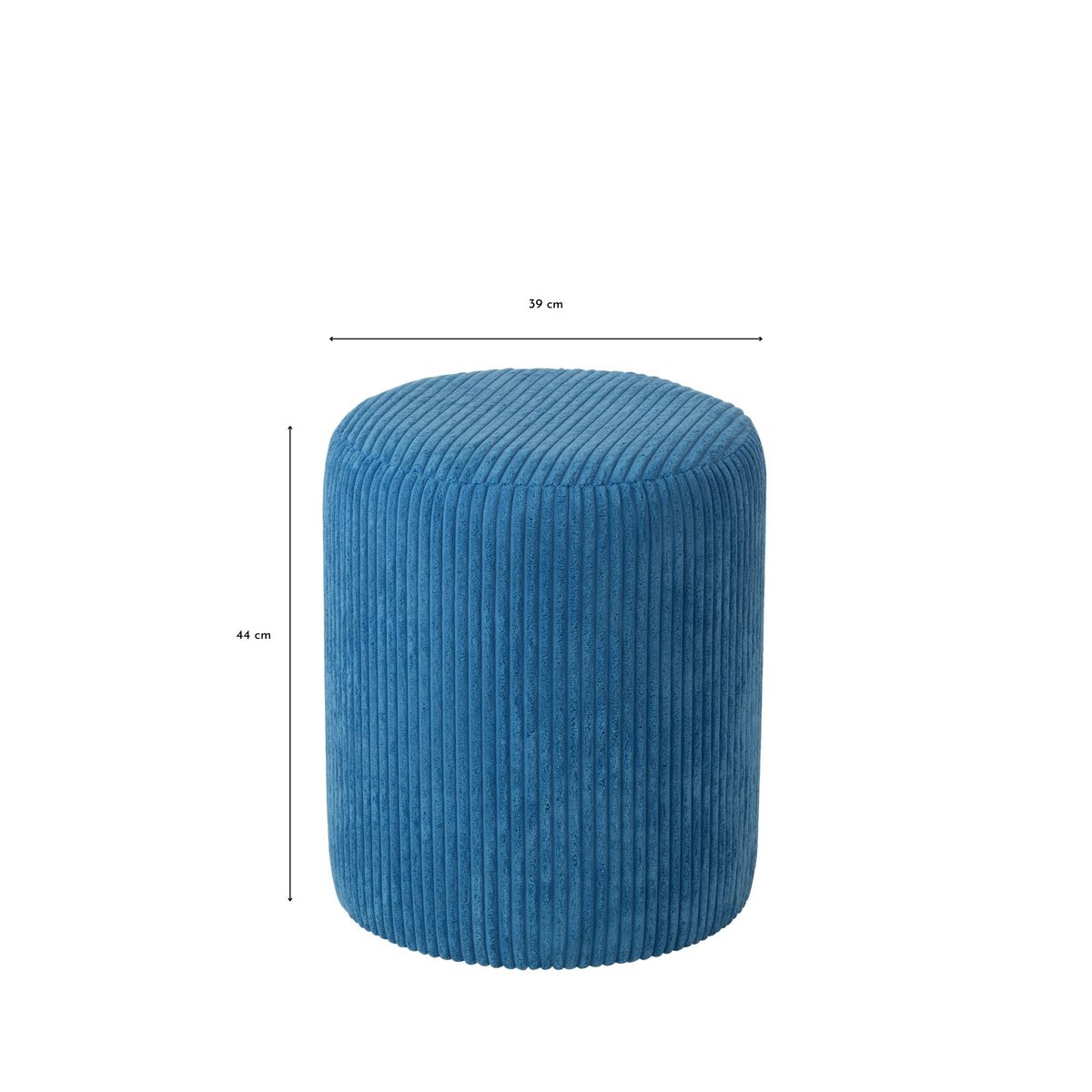 Poufs tabourets ronds en velours côtelé (lot de 2) - CHARLISE bleu, HELLIN, DEPUIS 1862