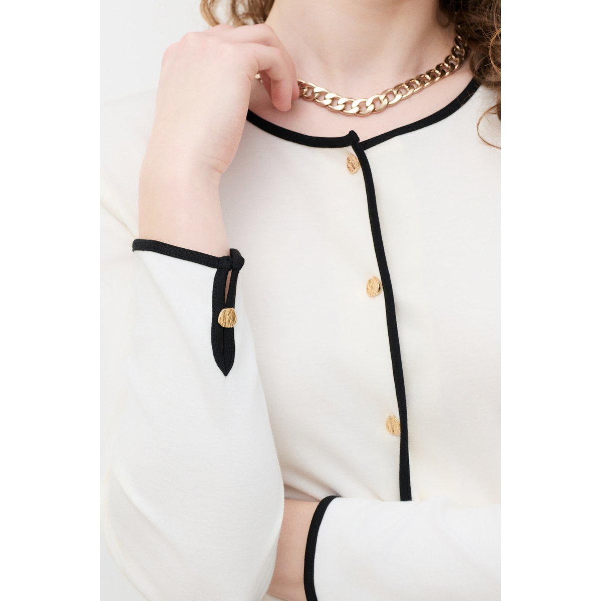 Gilet droit col rond TVICTOIRE ecru, CAROLL