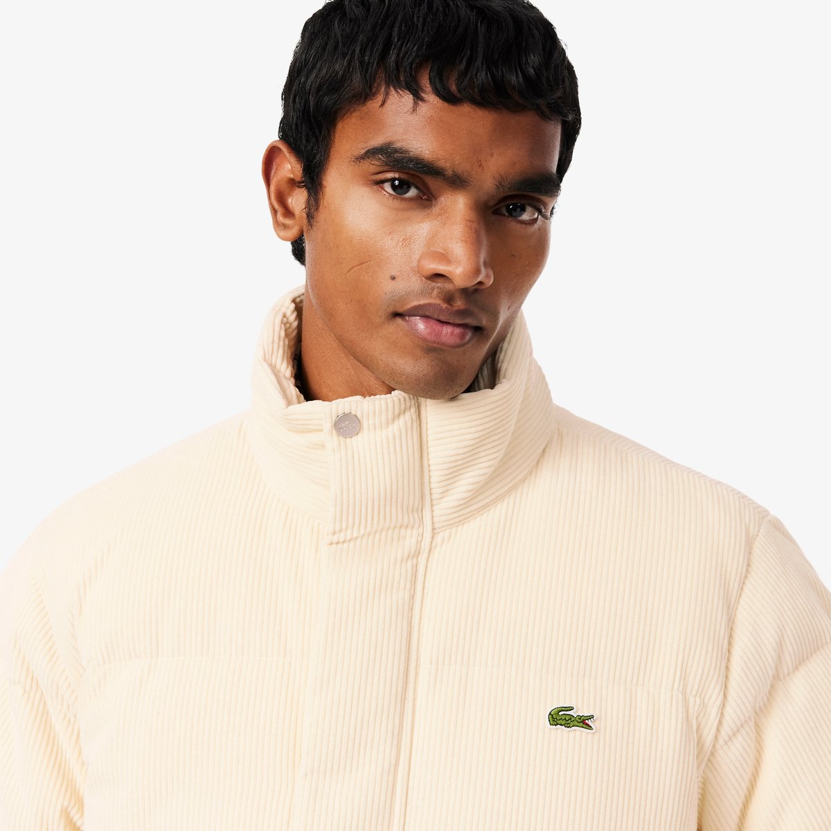 Doudoune velours côtelé duvet beige-056, LACOSTE