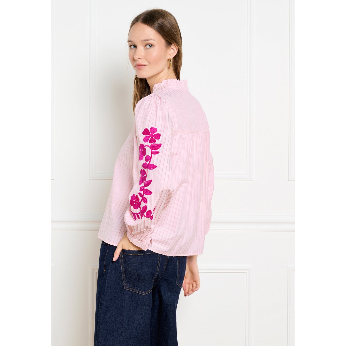Chemise brodée rose clair, LOLALIZA