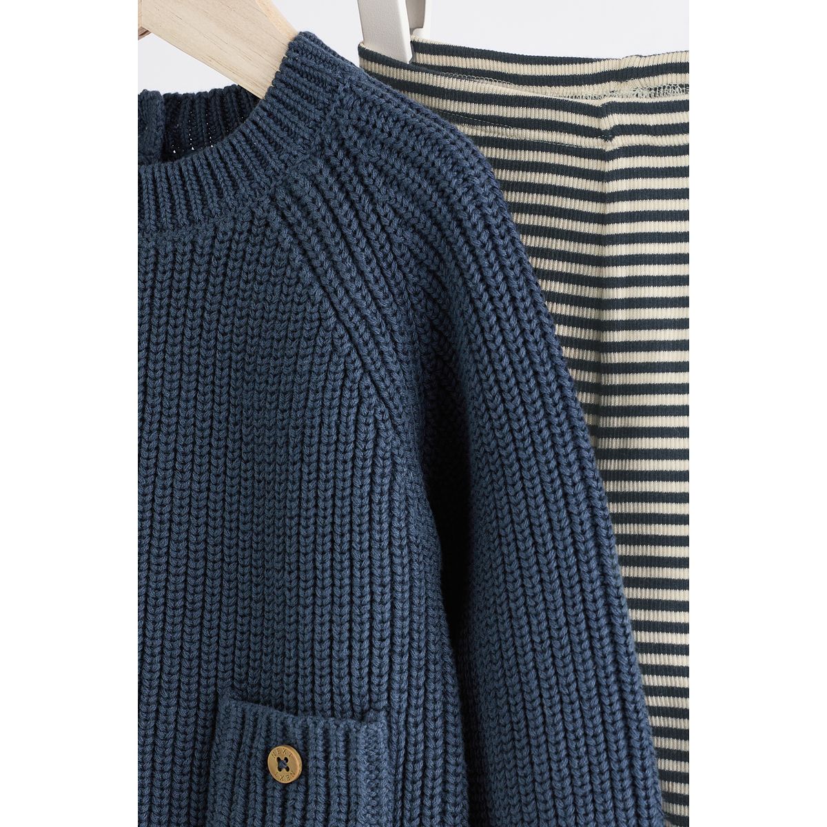 Ensemble bébé pull en maille et legging bleu, NEXT