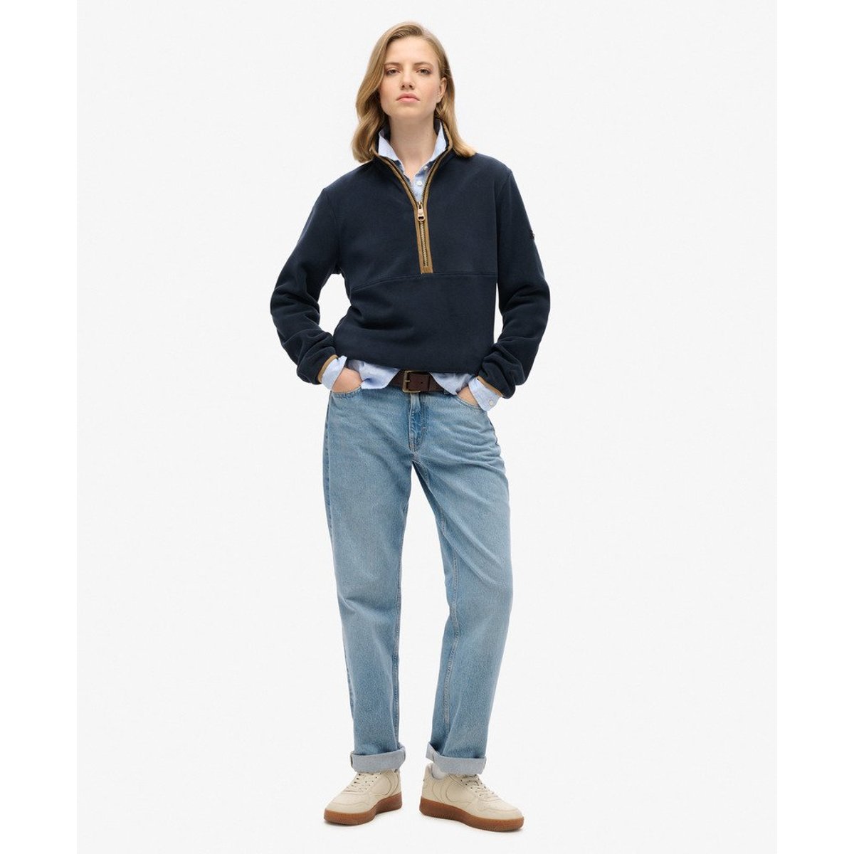 Polaire à demi-fermeture zippée Estate bleu marine éclipse, SUPERDRY
