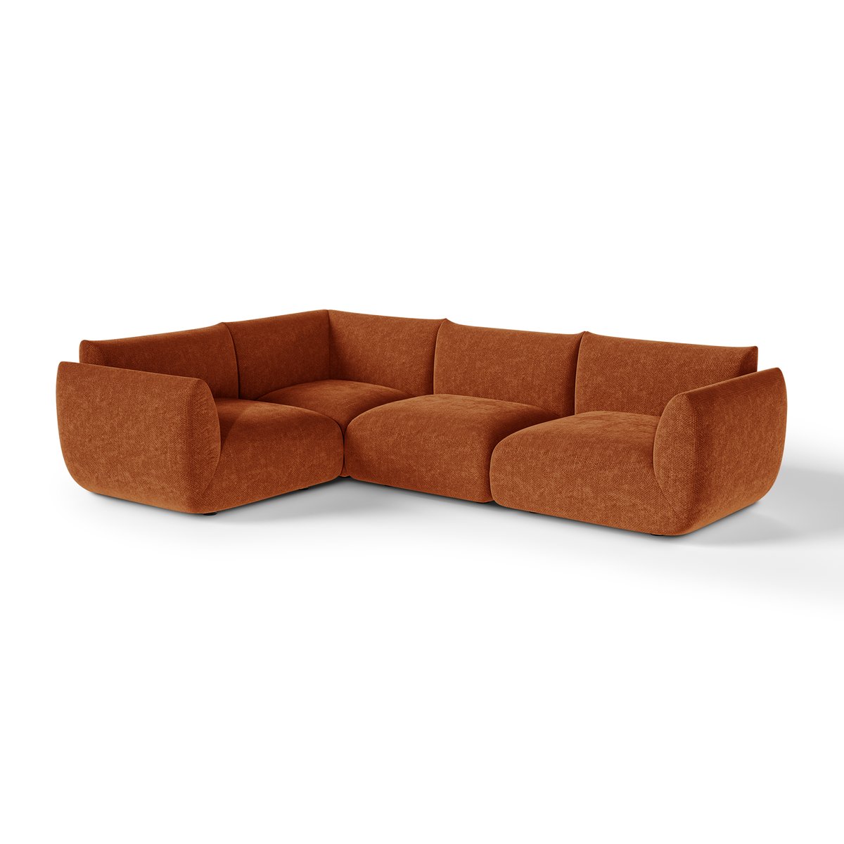 Canapé d'angle gauche modulable 6 places en velours chenillé NOOMA terracotta, SIA HOME