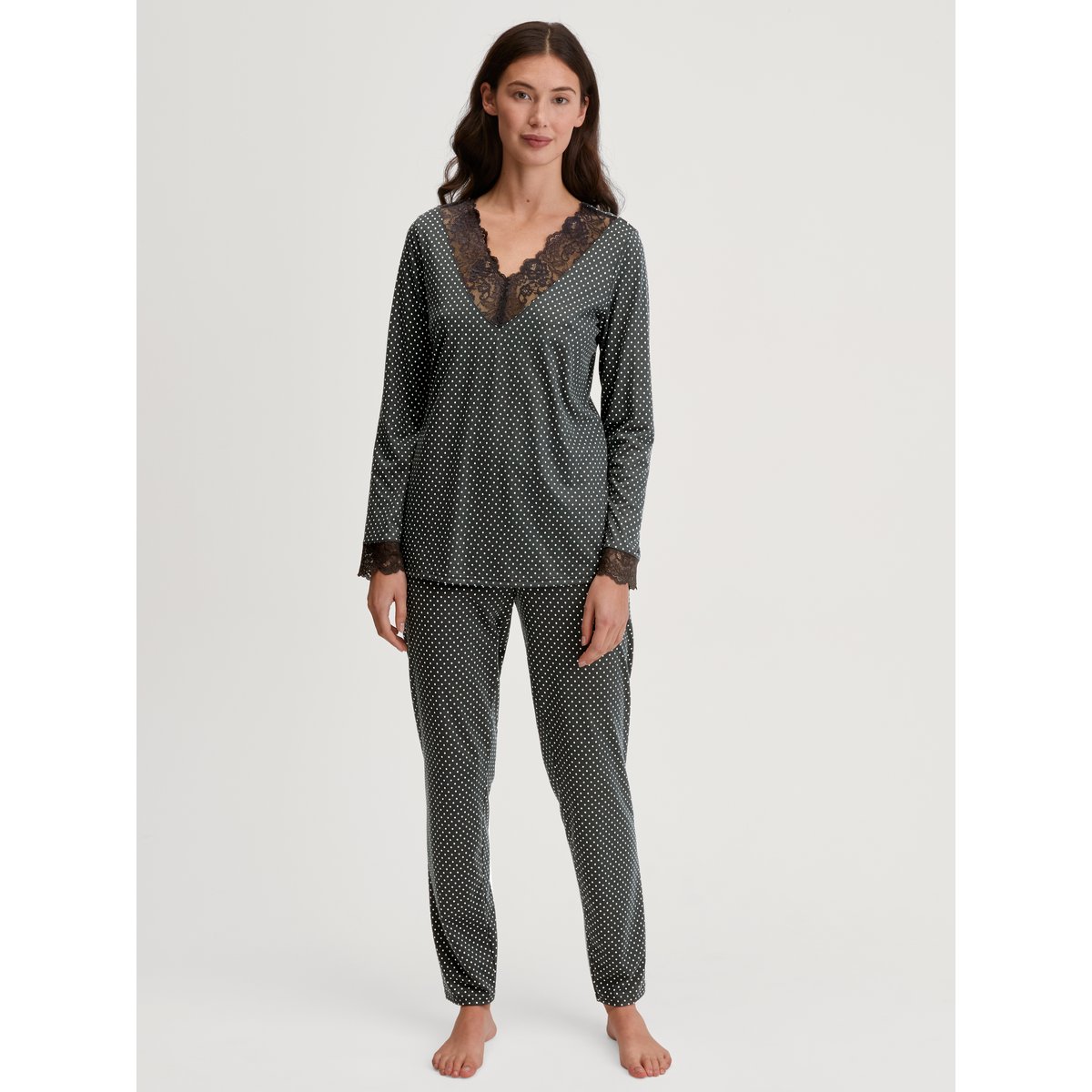 Pyjama, longue manches longues Coton DEEP DREAMS noir, CALIDA